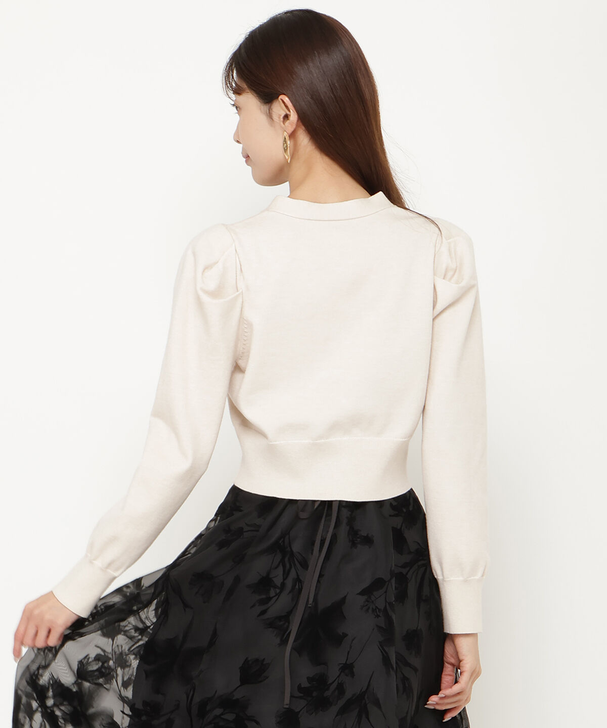 アンドクチュール「袖ギャザーVネックカーデプルオーバー」|カーディガン|