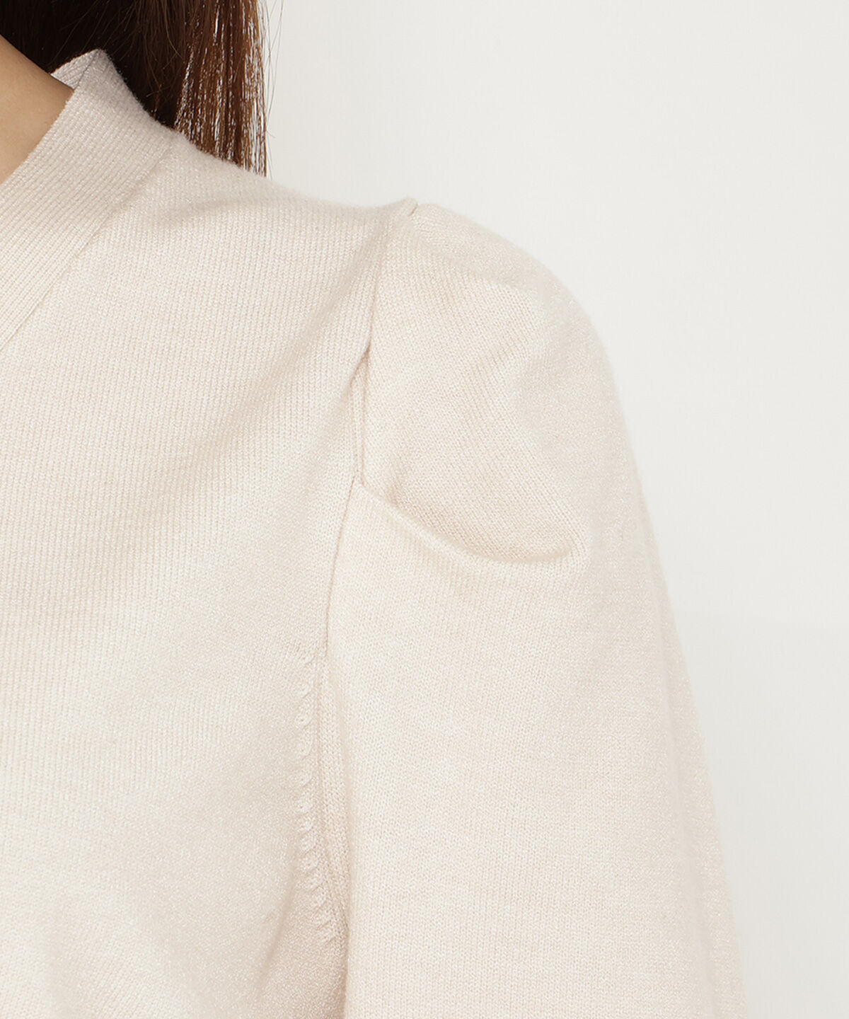 アンドクチュール「袖ギャザーVネックカーデプルオーバー」|カーディガン|