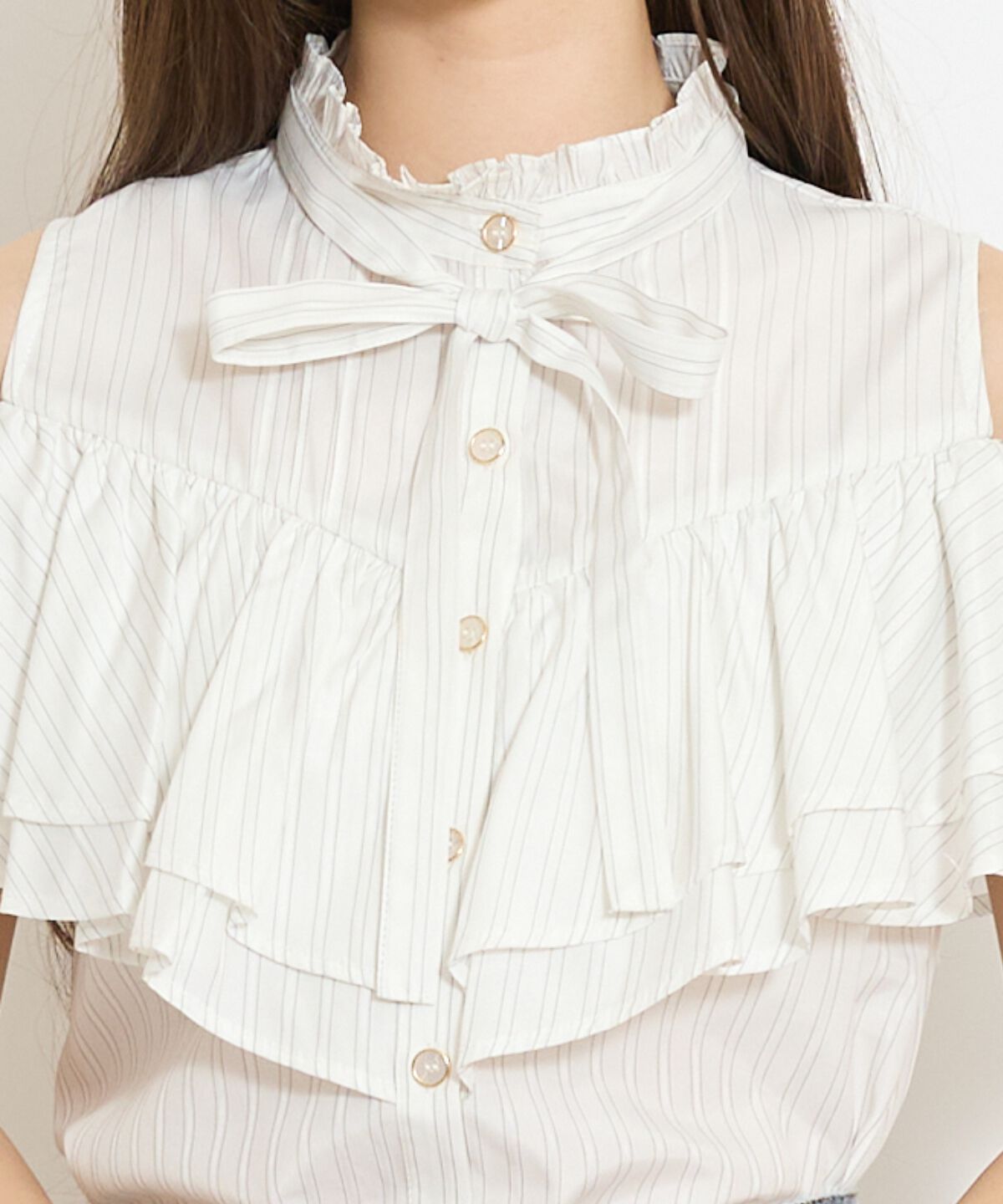 WILLSELECTION「スタンドフリル２WAYスリーブブラウス」|シャツ・ブラウス|