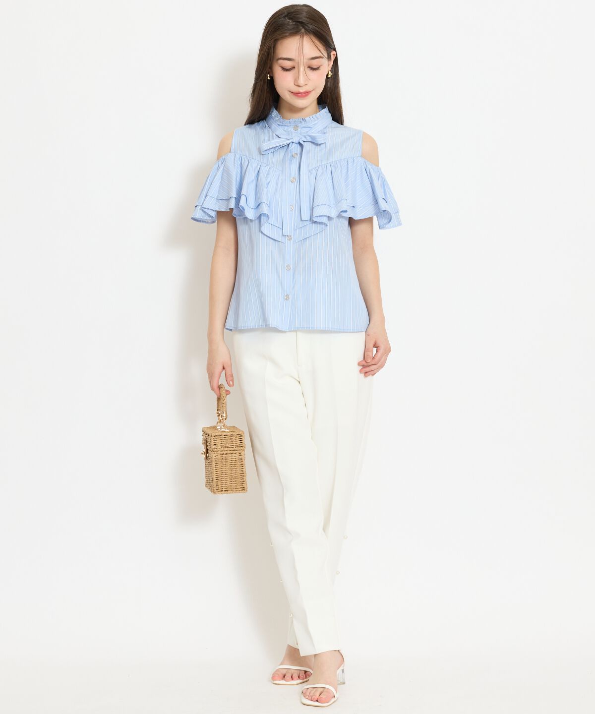 WILLSELECTION「スタンドフリル２WAYスリーブブラウス」|シャツ・ブラウス|