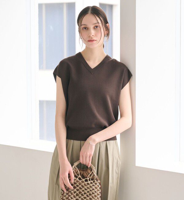 BEAUTY&YOUTH UNITED ARROWS「フルニードル フレンチスリーブ ニットプルオーバー ウォッシャブル」|ニット・セーター|