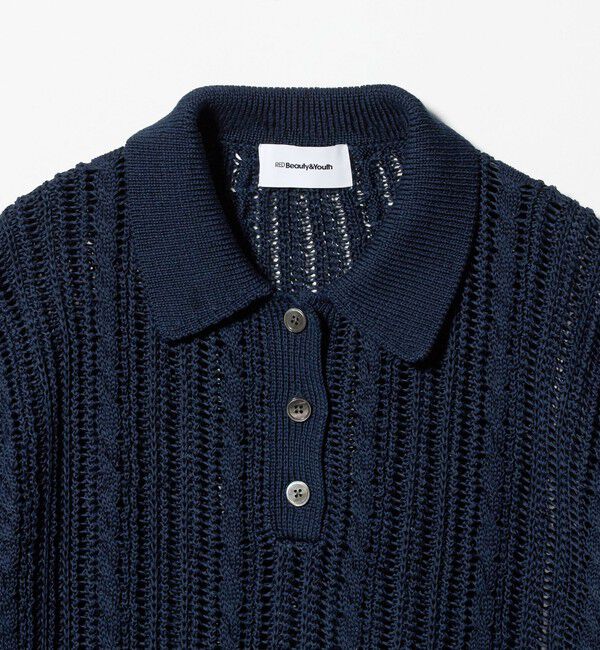 BEAUTY&YOUTH UNITED ARROWS「コットンメッシュ ケーブル ポロシャツ」|ニット・セーター|
