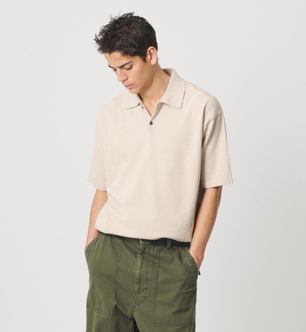 BEAUTY&YOUTH UNITED ARROWS「KNITEE クリンプコットン ニット ポロシャツ ウォッシャブル」|ニット・セーター|NATURAL