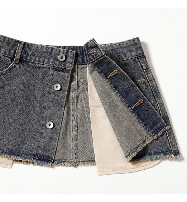 Ray BEAMS 「デニムスカート レイヤード パンツ」|デニム|