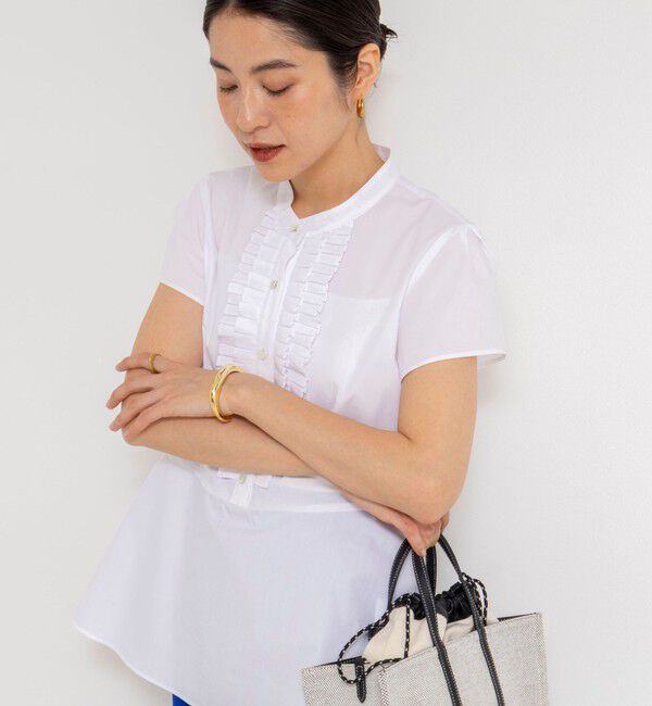 NOLLEY'S「ウォッシャブル前立プリーツペプラムブラウス」|シャツ・ブラウス|