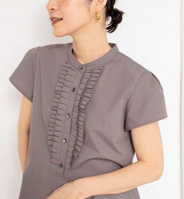 NOLLEY'S「ウォッシャブル前立プリーツペプラムブラウス」|シャツ・ブラウス|