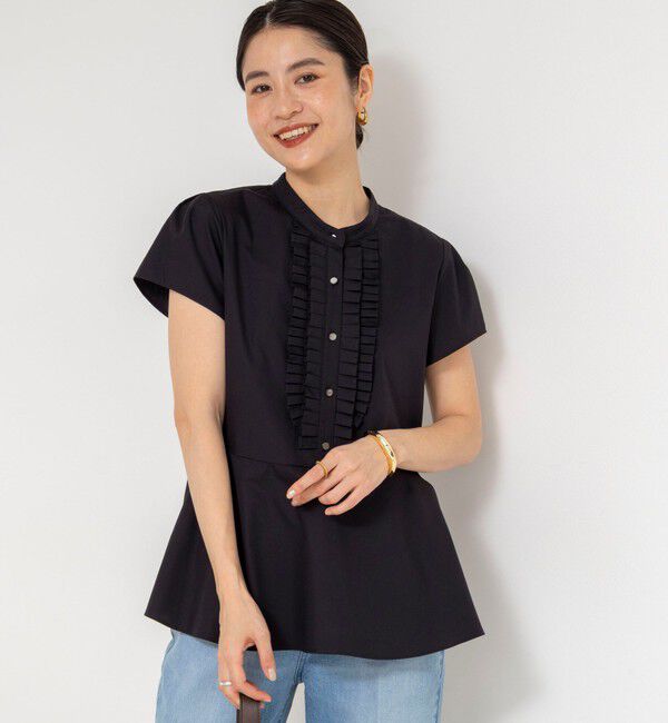 NOLLEY'S「ウォッシャブル前立プリーツペプラムブラウス」|シャツ・ブラウス|