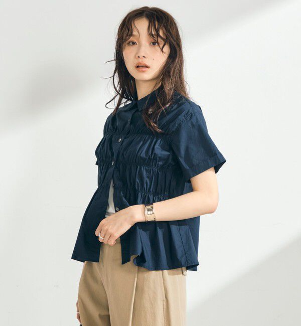 fredy emue「シャーリング半袖シャツ」|シャツ・ブラウス|