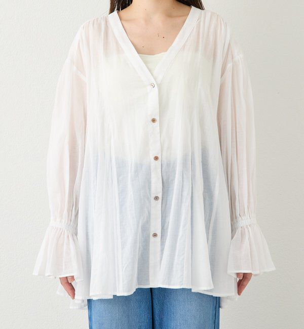  「予約【着映え】コットンペプラムギャザーブラウス」|シャツ・ブラウス|