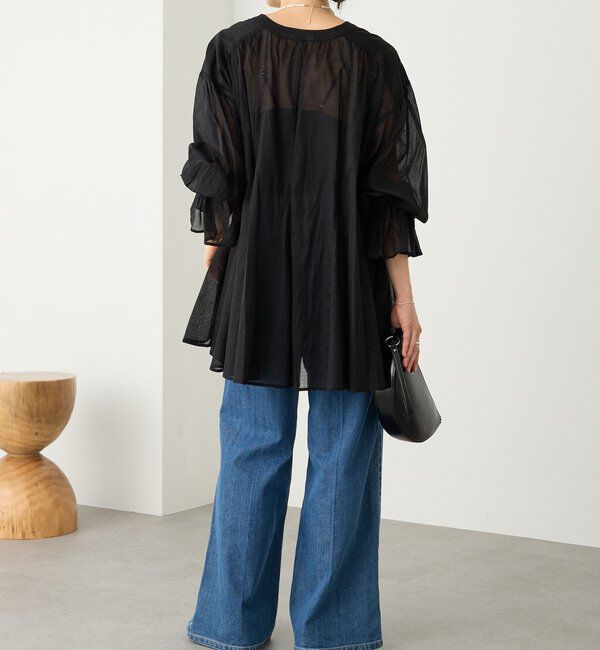  「予約【着映え】コットンペプラムギャザーブラウス」|シャツ・ブラウス|