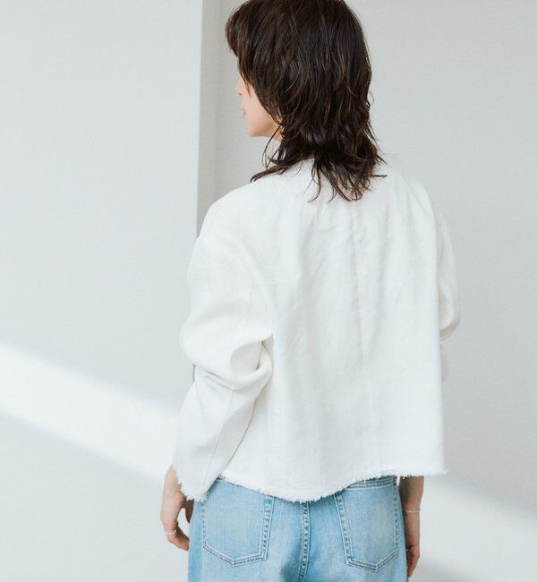  「予約【軽量/通気性抜群】ペーパーリネンノーカラージャケット」|テーラードジャケット|