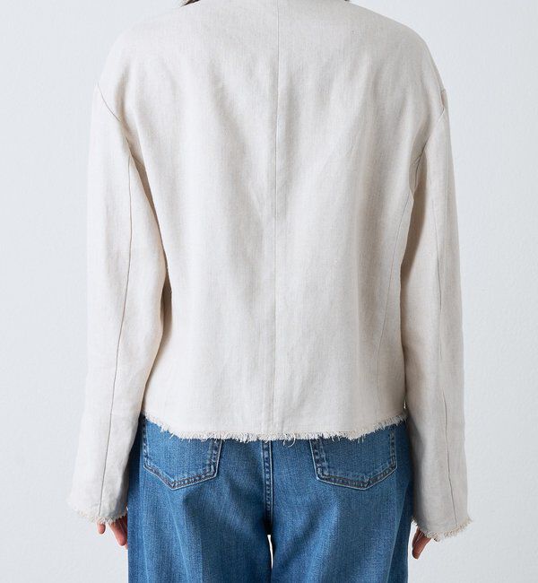  「予約【軽量/通気性抜群】ペーパーリネンノーカラージャケット」|テーラードジャケット|