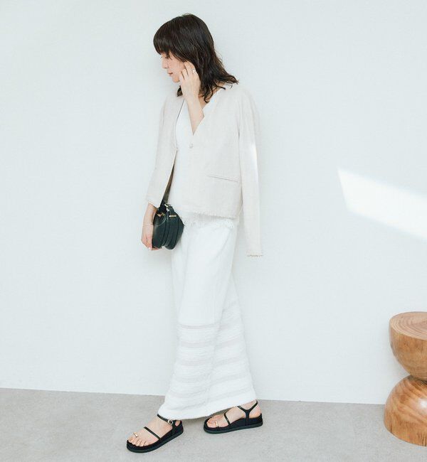  「予約【軽量/通気性抜群】ペーパーリネンノーカラージャケット」|テーラードジャケット|
