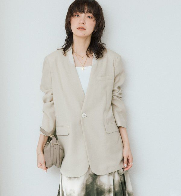  「【a Nice （ア ・ニース）】ノーカラージャケット」|テーラードジャケット|