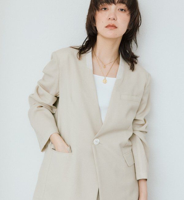  「【a Nice （ア ・ニース）】ノーカラージャケット」|テーラードジャケット|