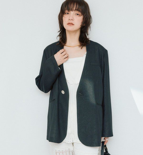  「【a Nice （ア ・ニース）】ノーカラージャケット」|テーラードジャケット|