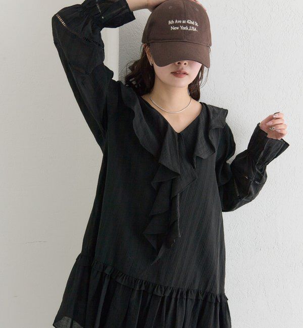  「ラッフルティアードミニワンピース」|ワンピース|ブラック