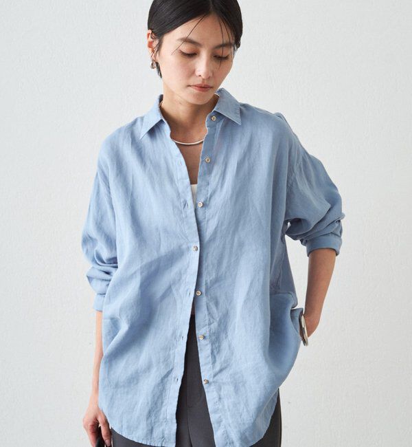  「リネンバックタイシャツ」|シャツ・ブラウス|ブルー