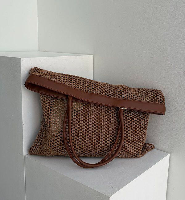  「スクエアメッシュトートバッグ」|トートバッグ|キャメル