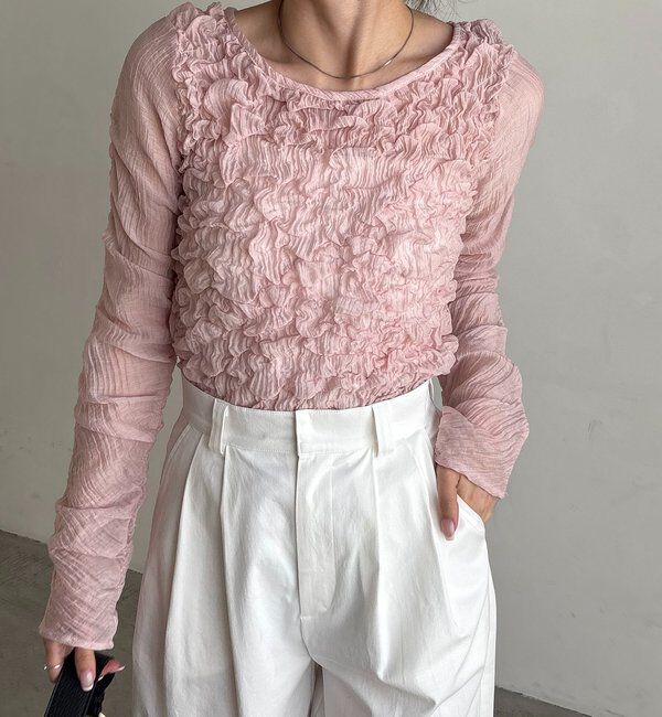  「【前後2WAY】シアーバブルブラウス」|シャツ・ブラウス|