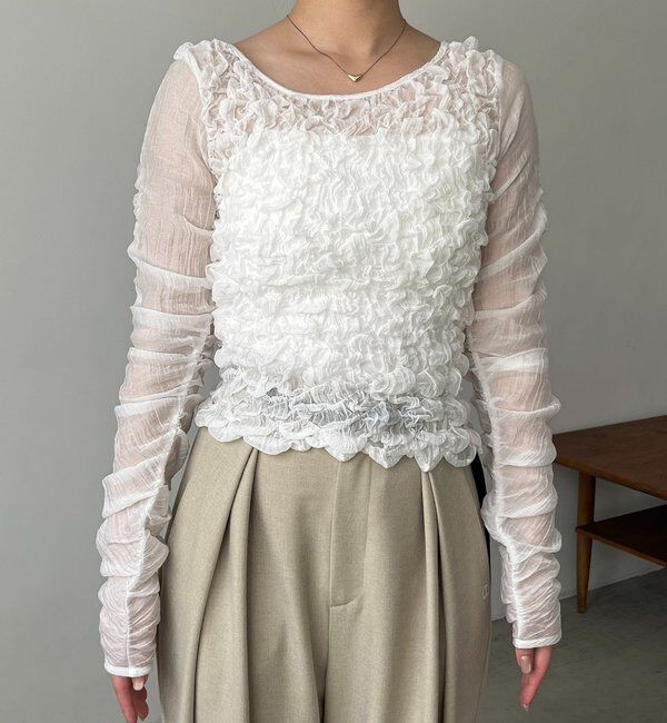  「【前後2WAY】シアーバブルブラウス」|シャツ・ブラウス|