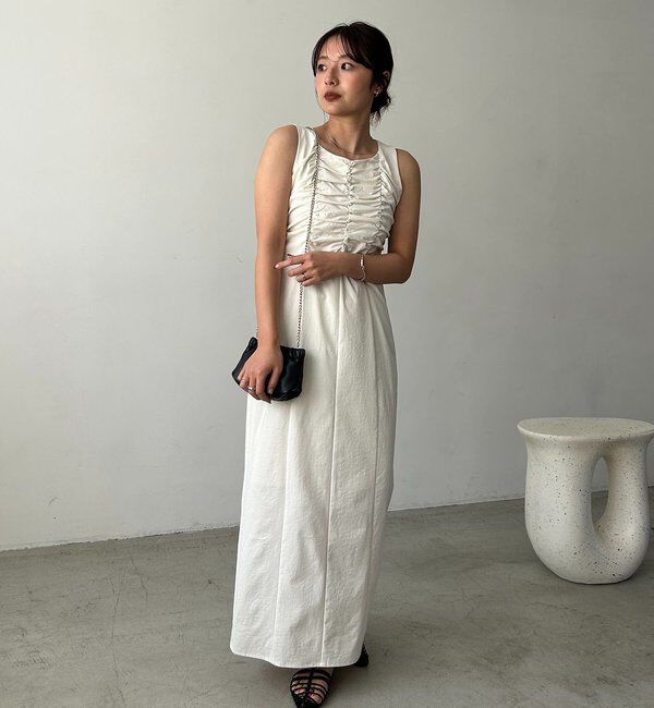  「ギャザーノースリワンピース」|ワンピース|