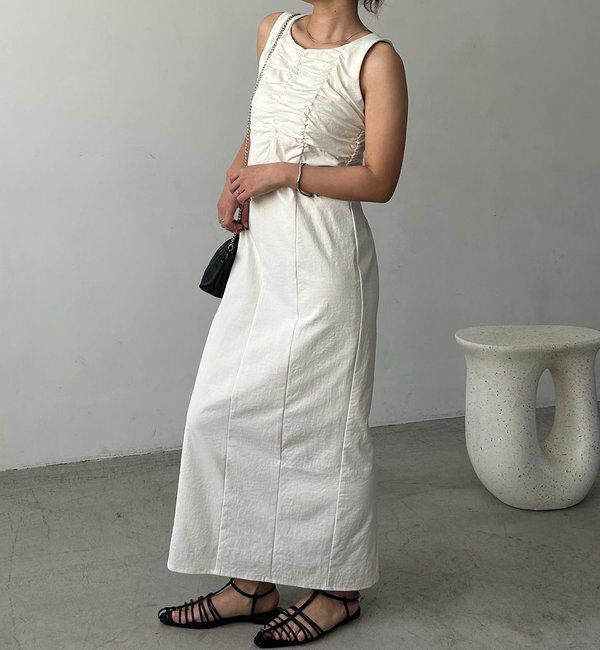  「ギャザーノースリワンピース」|ワンピース|