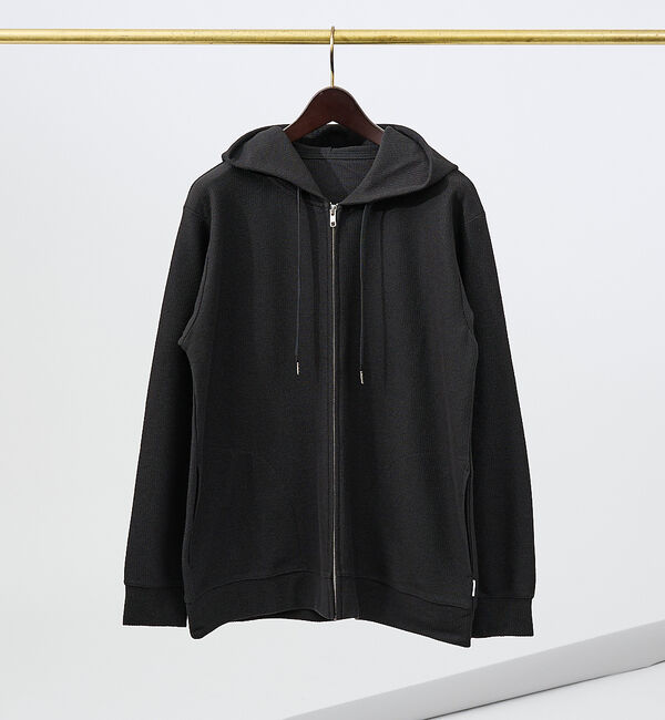 ABAHOUSE「ダブルジャージ 鹿の子 ジップパーカー」|パーカー|ブラック