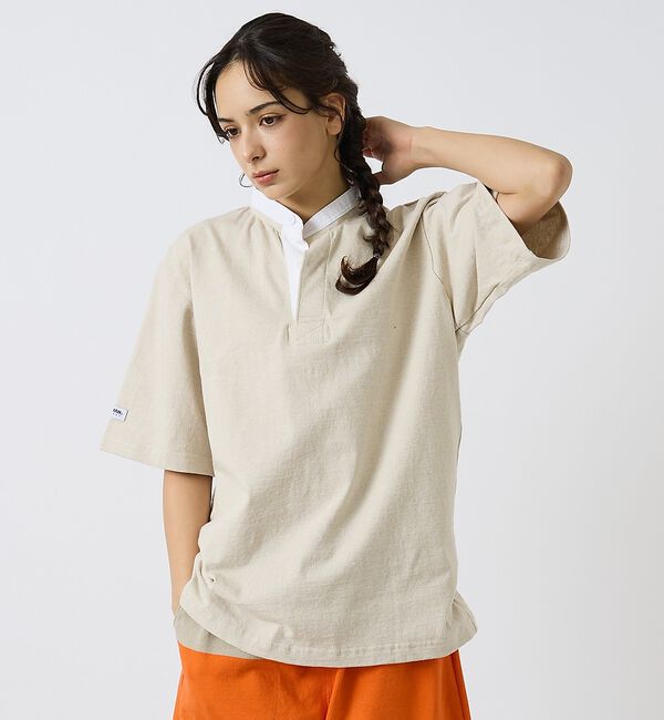 ABAHOUSE「【BARBARIAN / バーバリアン】Henley Collar Short」|ポロシャツ|