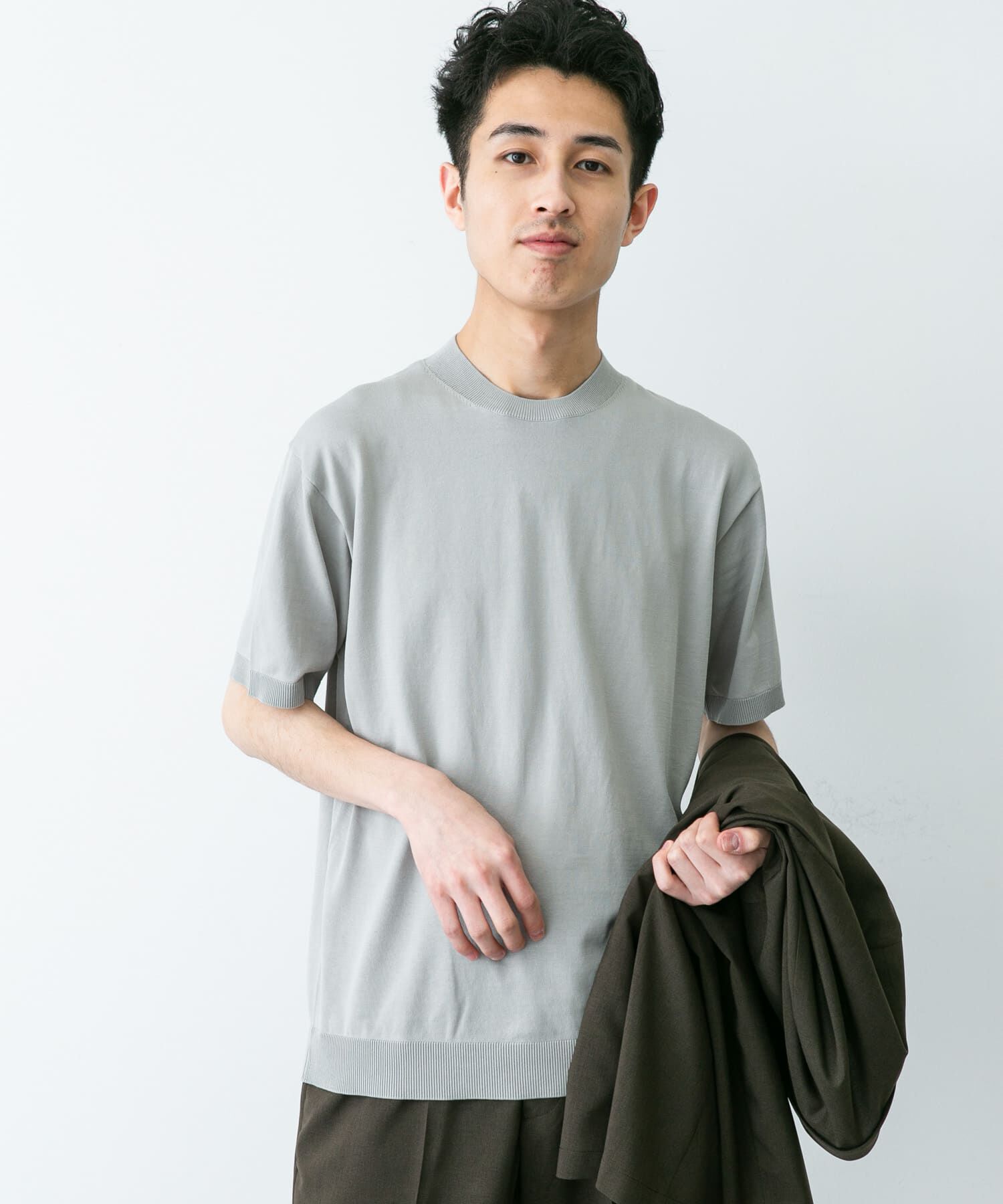 URBAN RESEARCH DOORS「LIFE STYLE TAILOR　ハイゲージクルーネック半袖ニット」|シャツ・ブラウス|