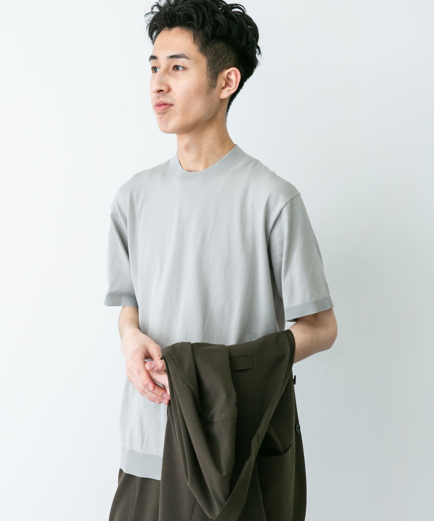 URBAN RESEARCH DOORS「LIFE STYLE TAILOR　ハイゲージクルーネック半袖ニット」|シャツ・ブラウス|