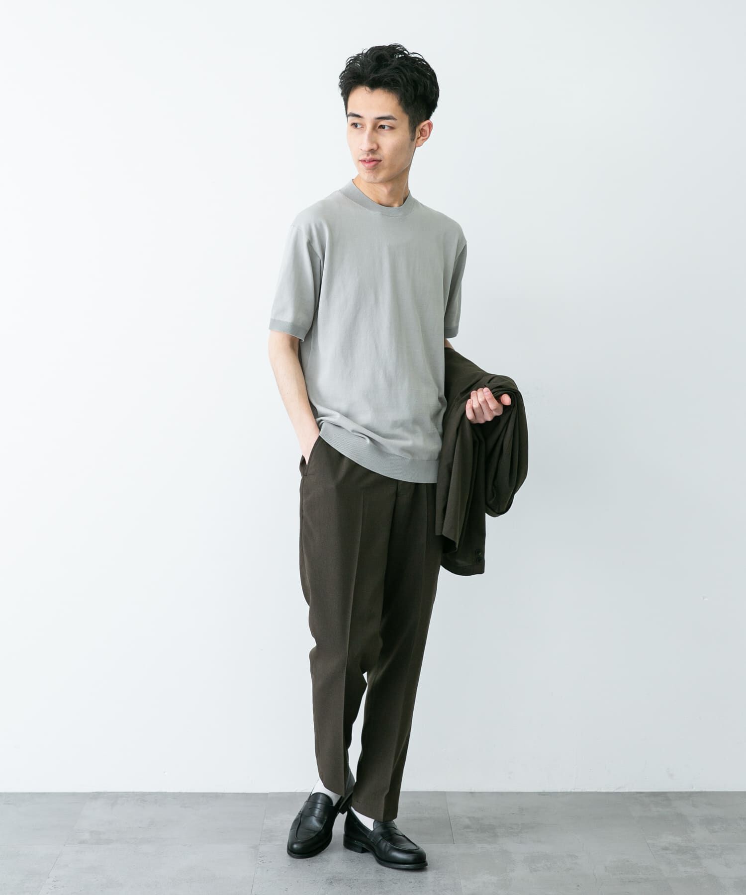 URBAN RESEARCH DOORS「LIFE STYLE TAILOR　ハイゲージクルーネック半袖ニット」|シャツ・ブラウス|