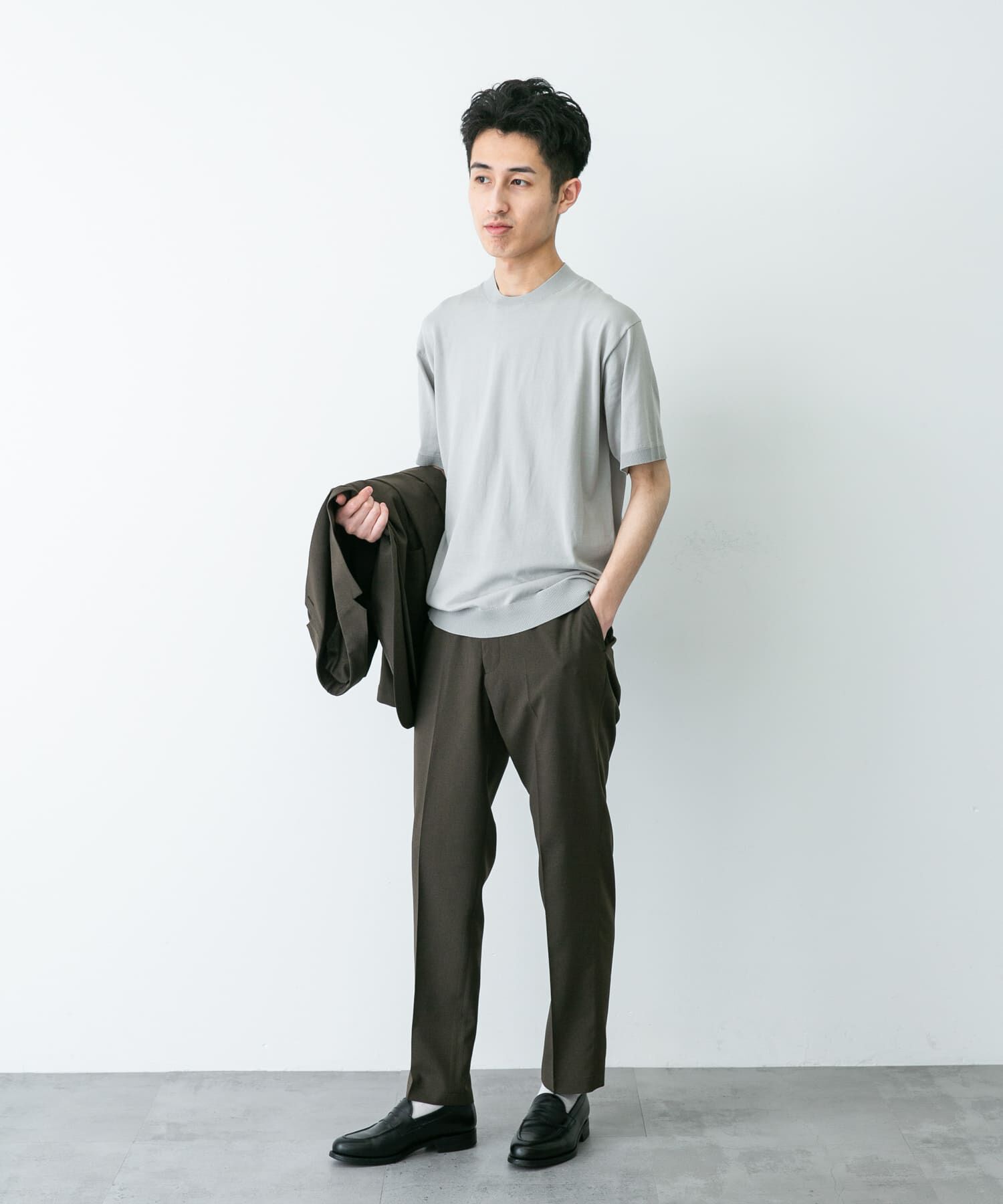 URBAN RESEARCH DOORS「LIFE STYLE TAILOR　ハイゲージクルーネック半袖ニット」|シャツ・ブラウス|