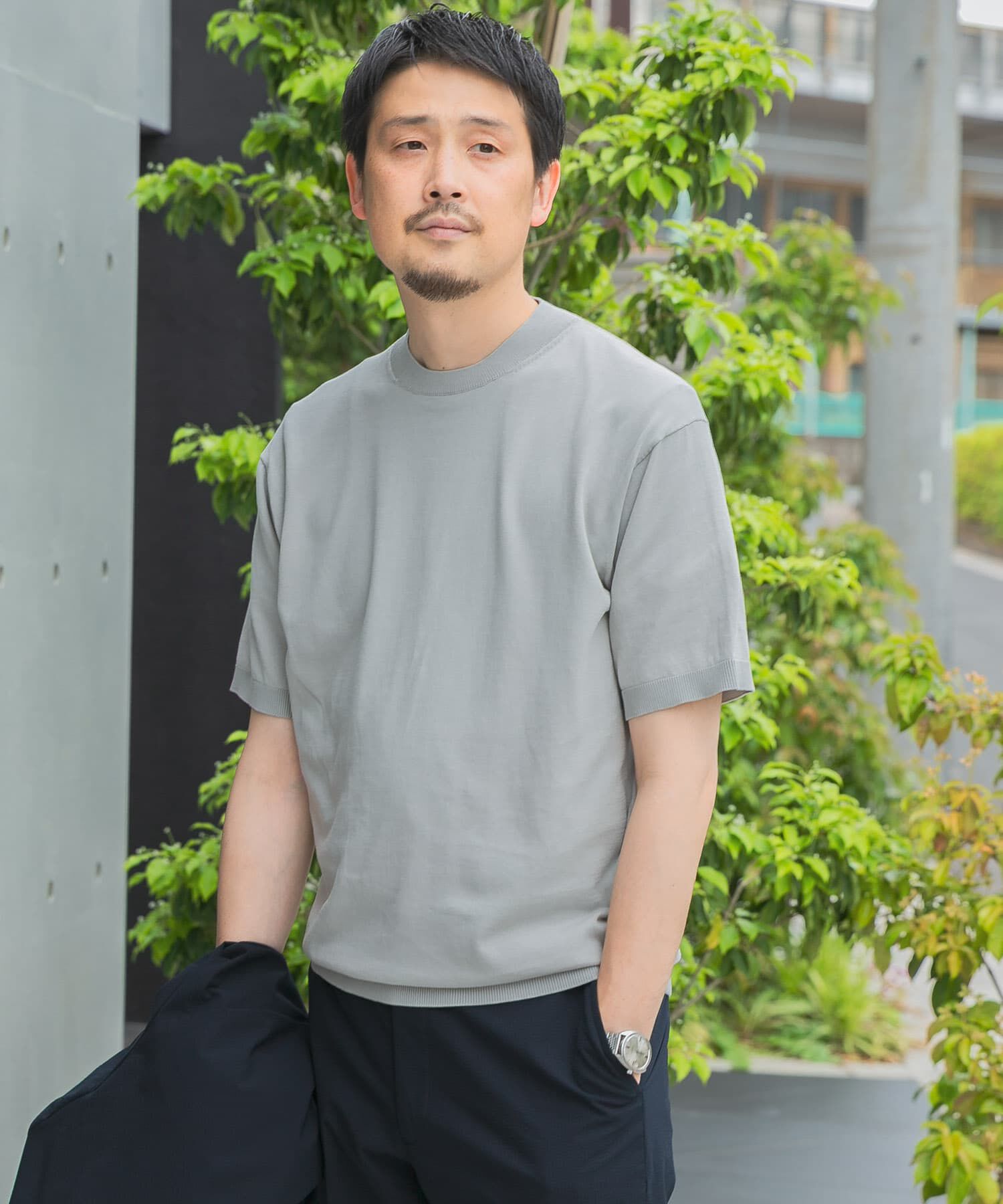 URBAN RESEARCH DOORS「LIFE STYLE TAILOR　ハイゲージクルーネック半袖ニット」|シャツ・ブラウス|