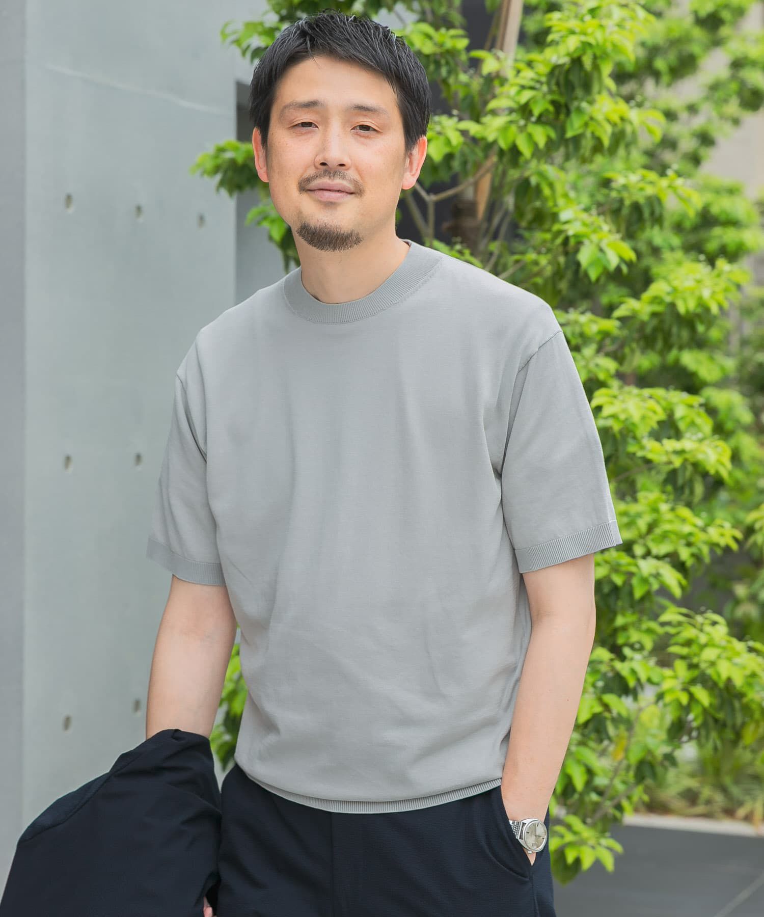 URBAN RESEARCH DOORS「LIFE STYLE TAILOR　ハイゲージクルーネック半袖ニット」|シャツ・ブラウス|