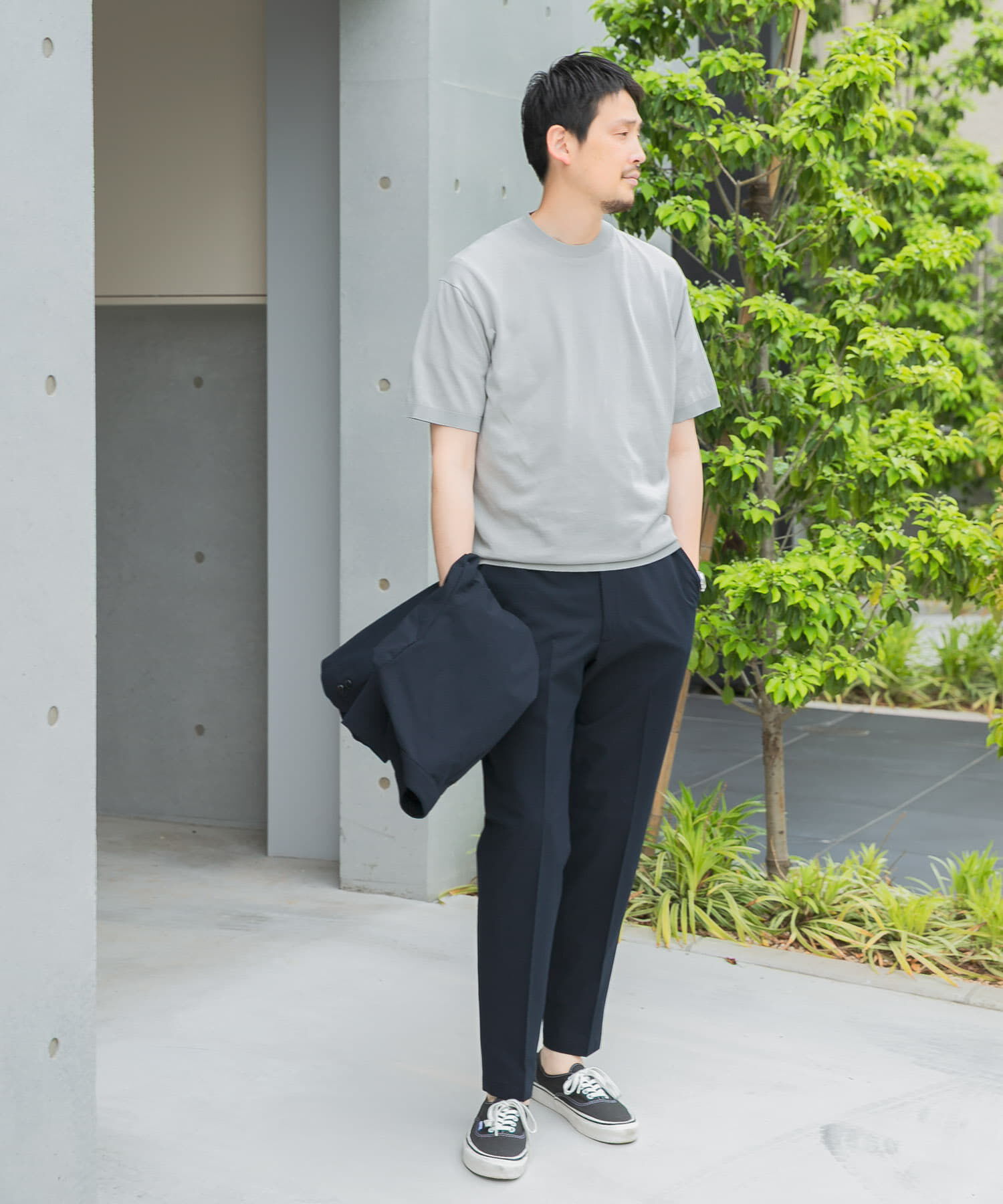 URBAN RESEARCH DOORS「LIFE STYLE TAILOR　ハイゲージクルーネック半袖ニット」|シャツ・ブラウス|