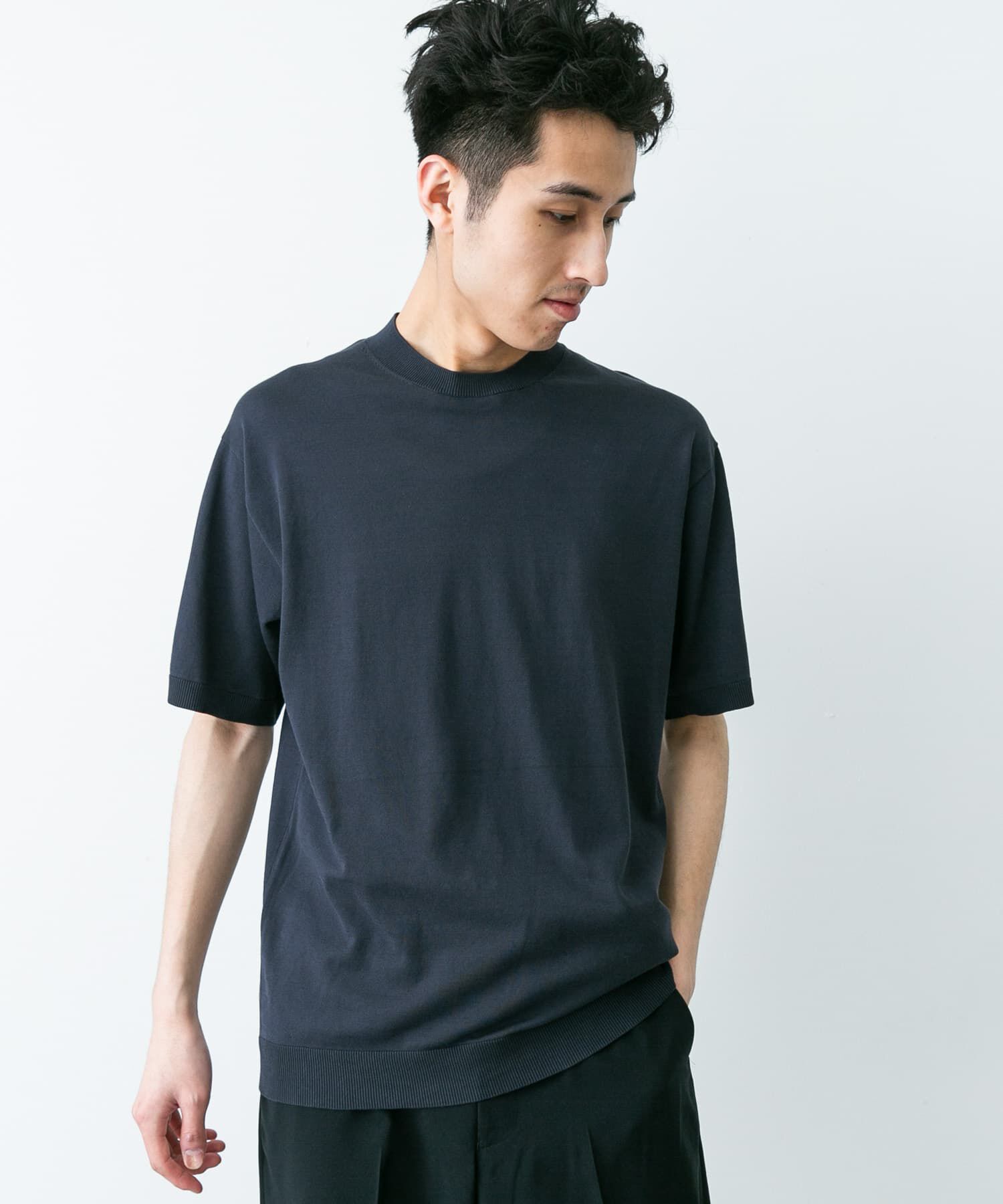 URBAN RESEARCH DOORS「LIFE STYLE TAILOR　ハイゲージクルーネック半袖ニット」|シャツ・ブラウス|