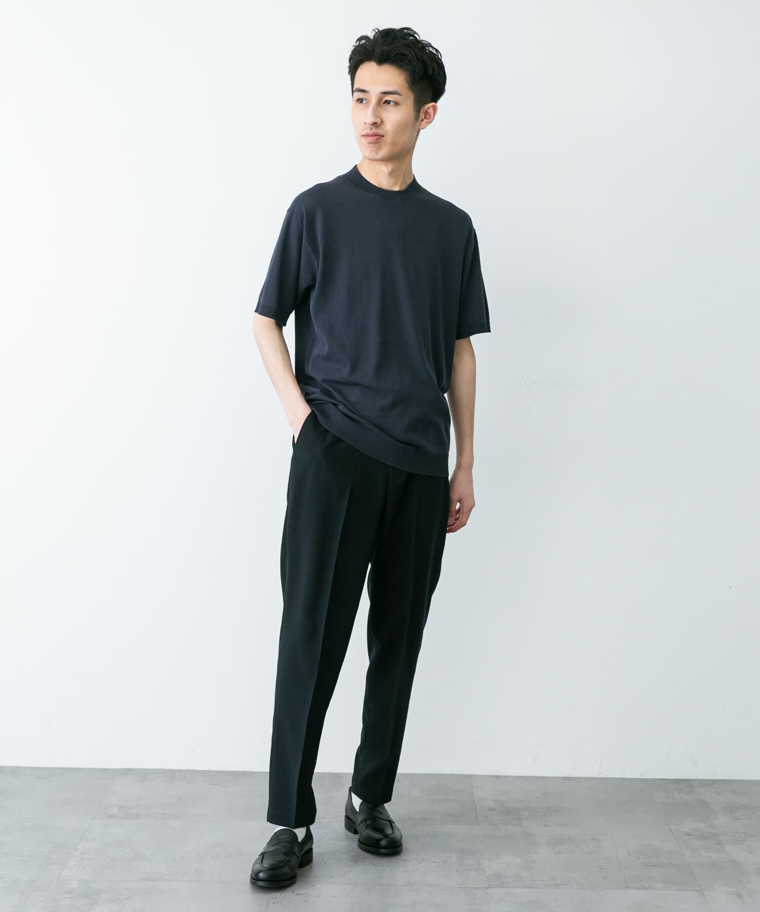 URBAN RESEARCH DOORS「LIFE STYLE TAILOR　ハイゲージクルーネック半袖ニット」|シャツ・ブラウス|