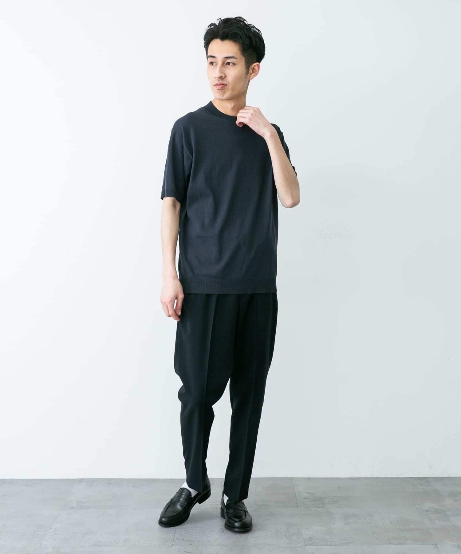 URBAN RESEARCH DOORS「LIFE STYLE TAILOR　ハイゲージクルーネック半袖ニット」|シャツ・ブラウス|