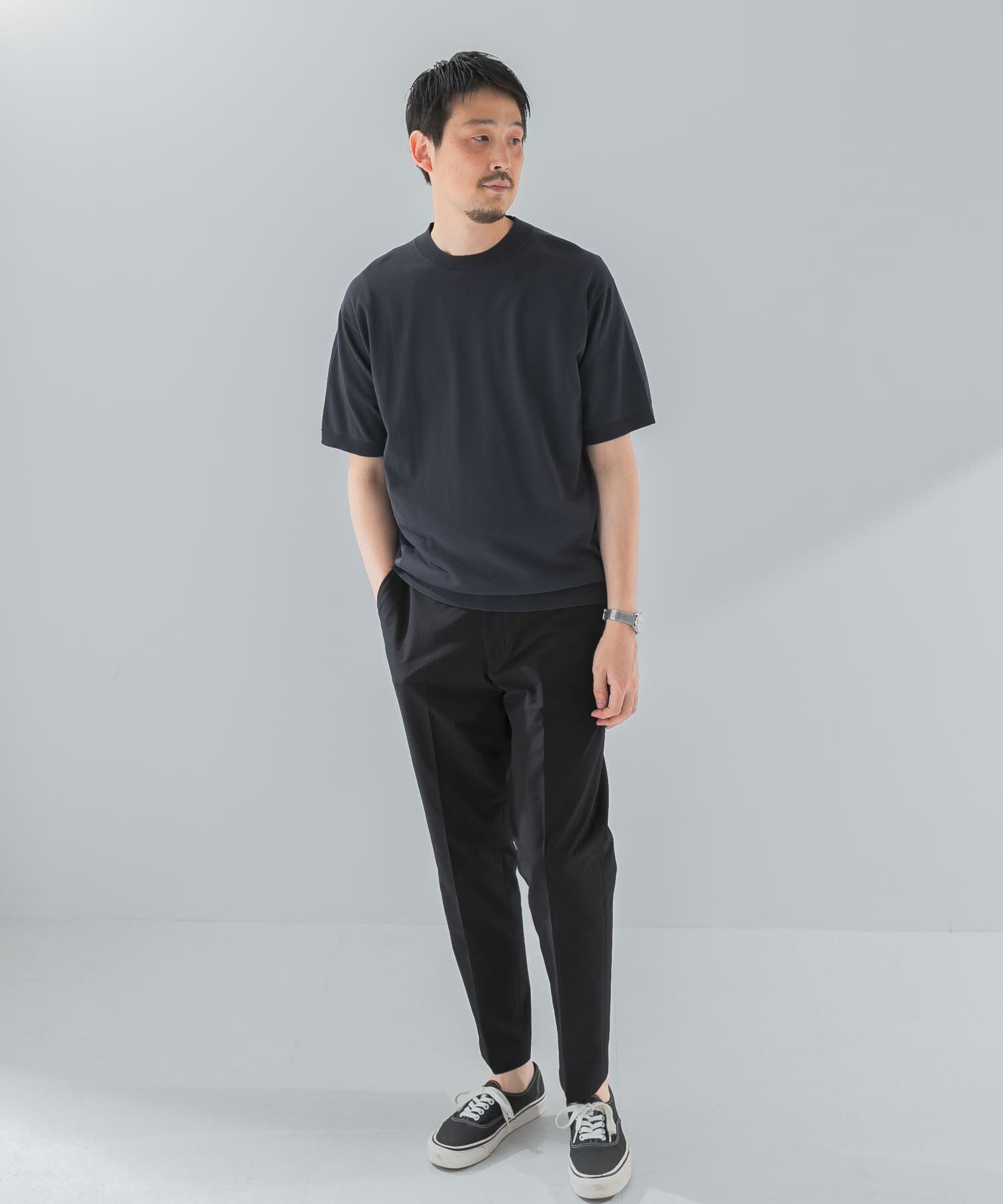 URBAN RESEARCH DOORS「LIFE STYLE TAILOR　ハイゲージクルーネック半袖ニット」|シャツ・ブラウス|