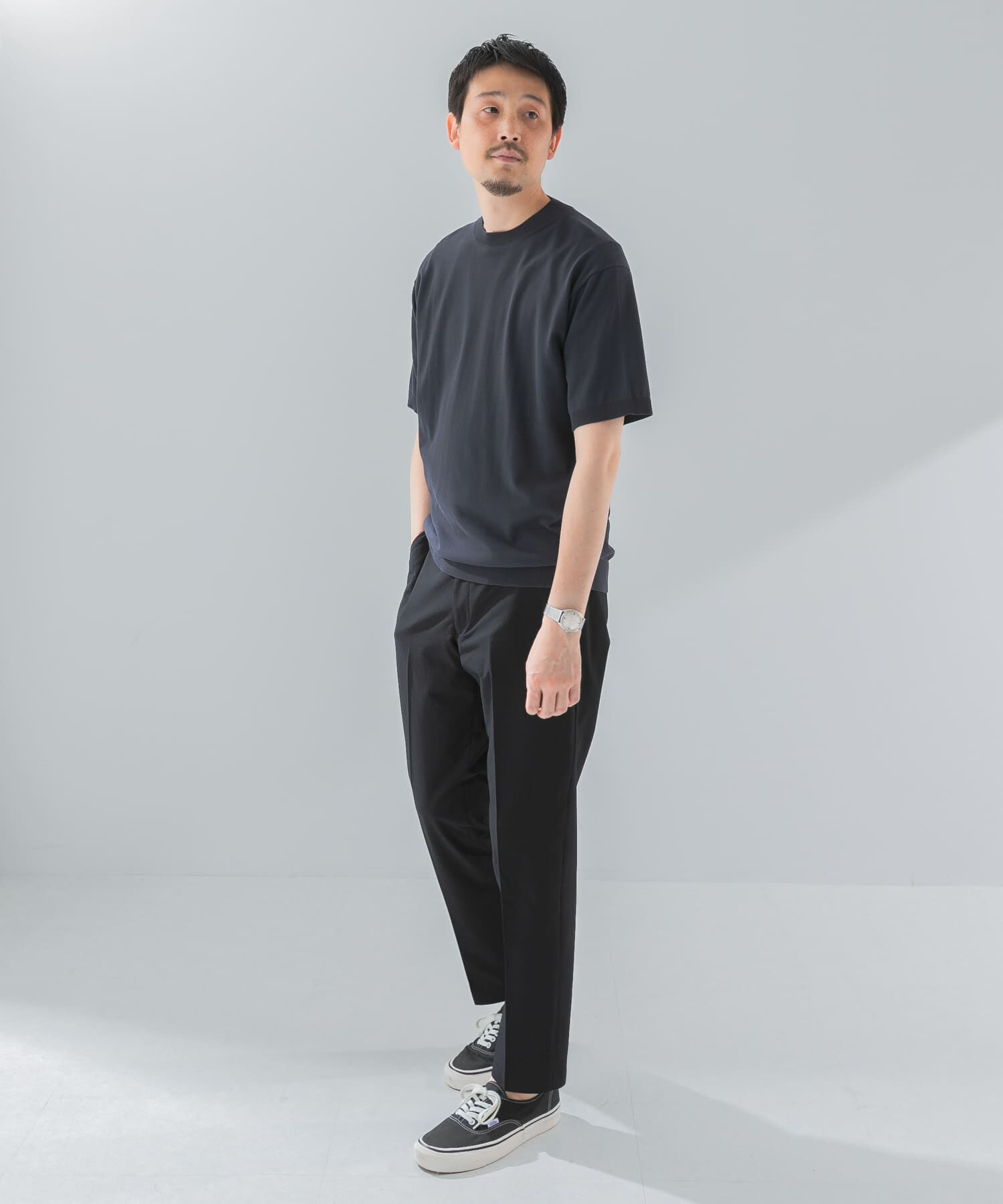 URBAN RESEARCH DOORS「LIFE STYLE TAILOR　ハイゲージクルーネック半袖ニット」|シャツ・ブラウス|