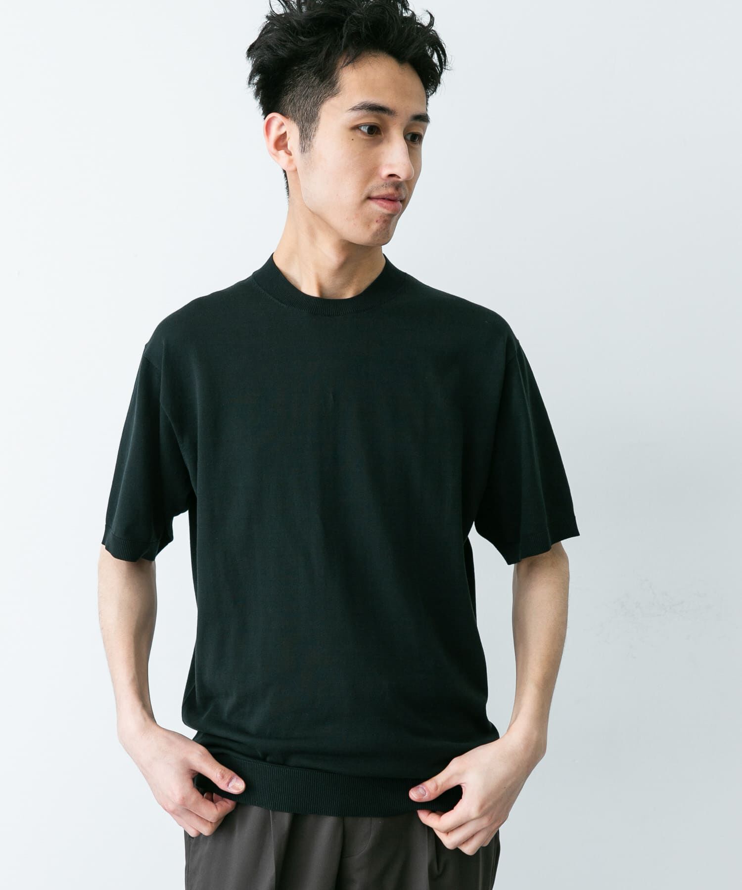 URBAN RESEARCH DOORS「LIFE STYLE TAILOR　ハイゲージクルーネック半袖ニット」|シャツ・ブラウス|