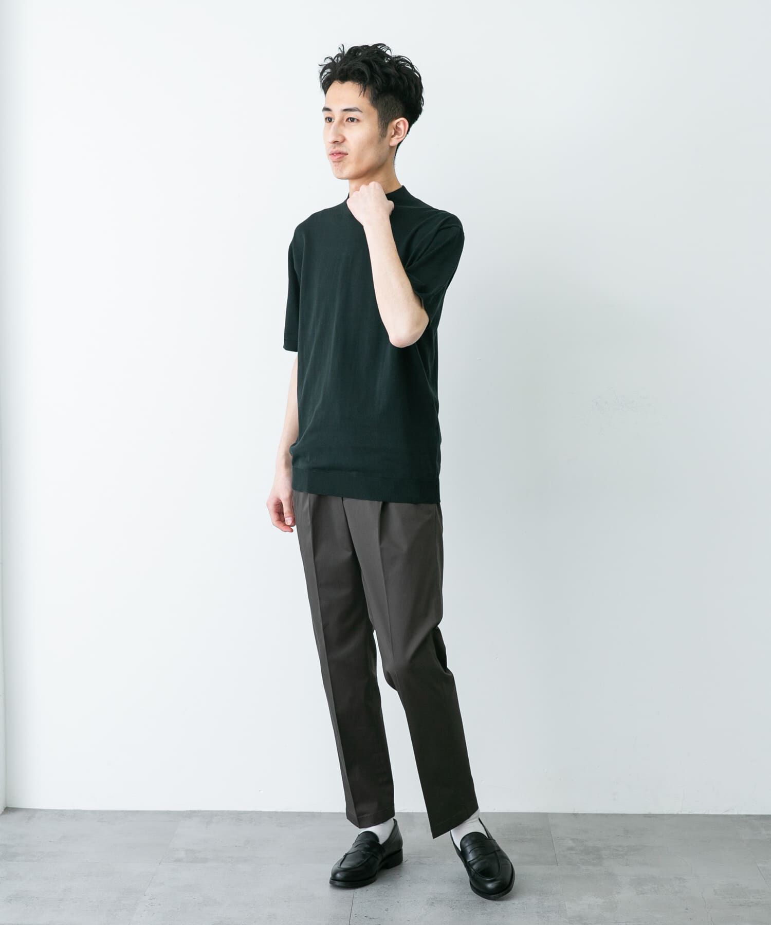 URBAN RESEARCH DOORS「LIFE STYLE TAILOR　ハイゲージクルーネック半袖ニット」|シャツ・ブラウス|