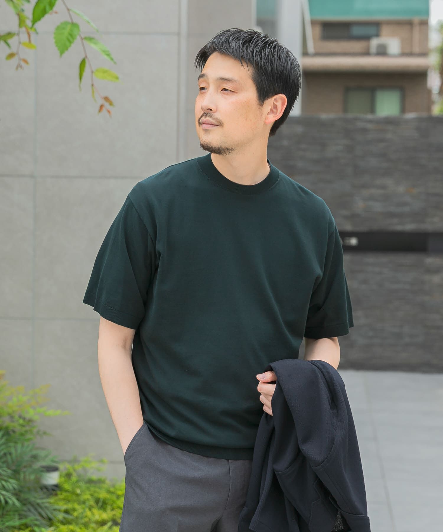 URBAN RESEARCH DOORS「LIFE STYLE TAILOR　ハイゲージクルーネック半袖ニット」|シャツ・ブラウス|