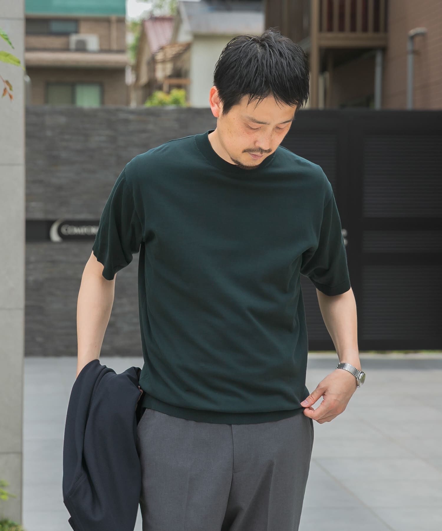 URBAN RESEARCH DOORS「LIFE STYLE TAILOR　ハイゲージクルーネック半袖ニット」|シャツ・ブラウス|