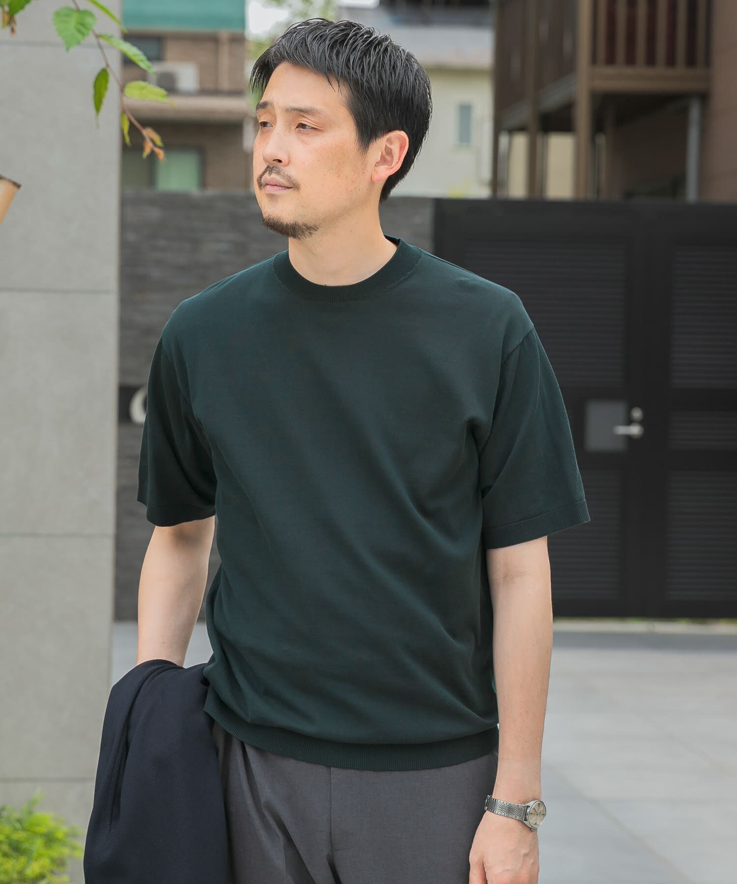 URBAN RESEARCH DOORS「LIFE STYLE TAILOR　ハイゲージクルーネック半袖ニット」|シャツ・ブラウス|