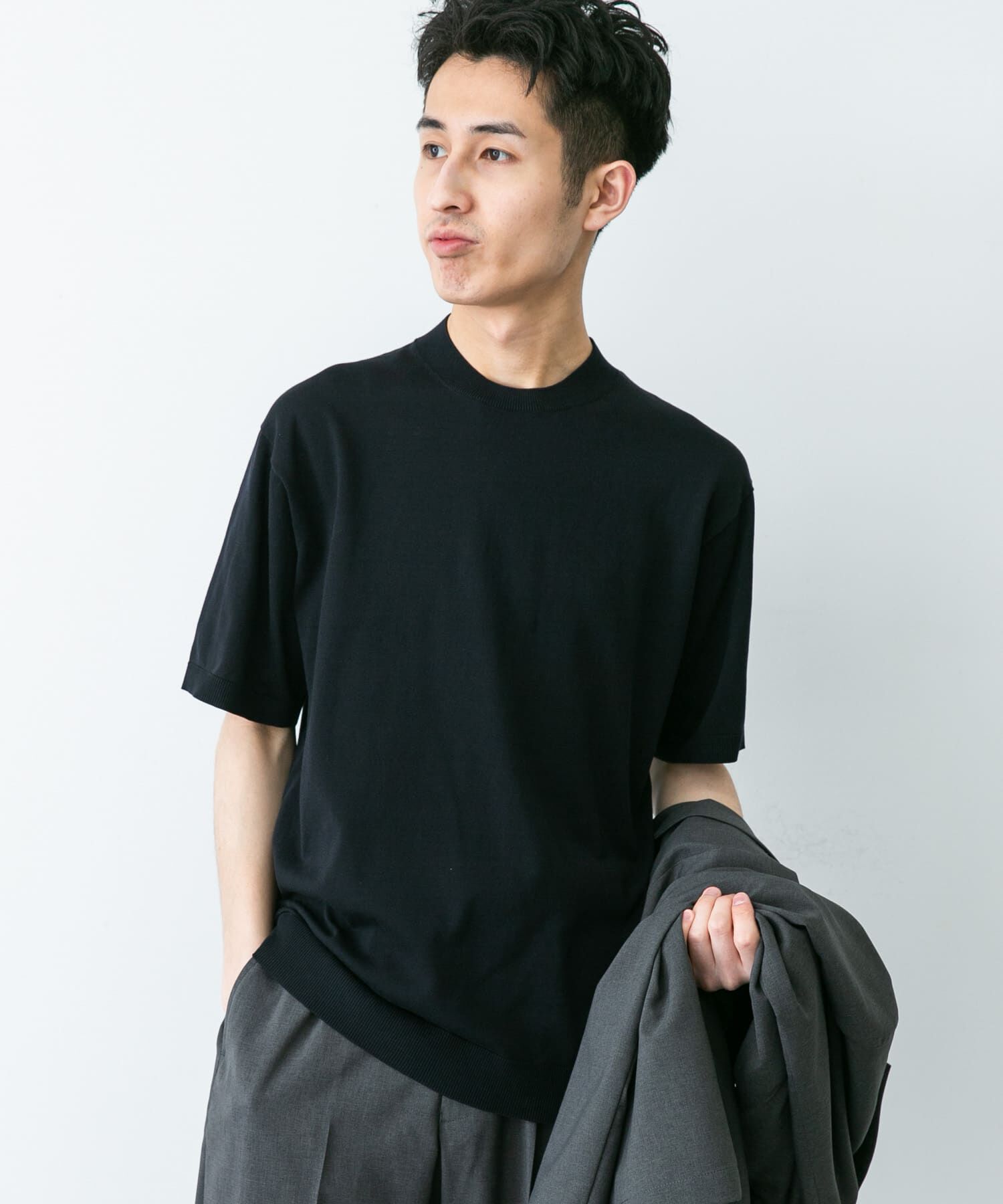 URBAN RESEARCH DOORS「LIFE STYLE TAILOR　ハイゲージクルーネック半袖ニット」|シャツ・ブラウス|