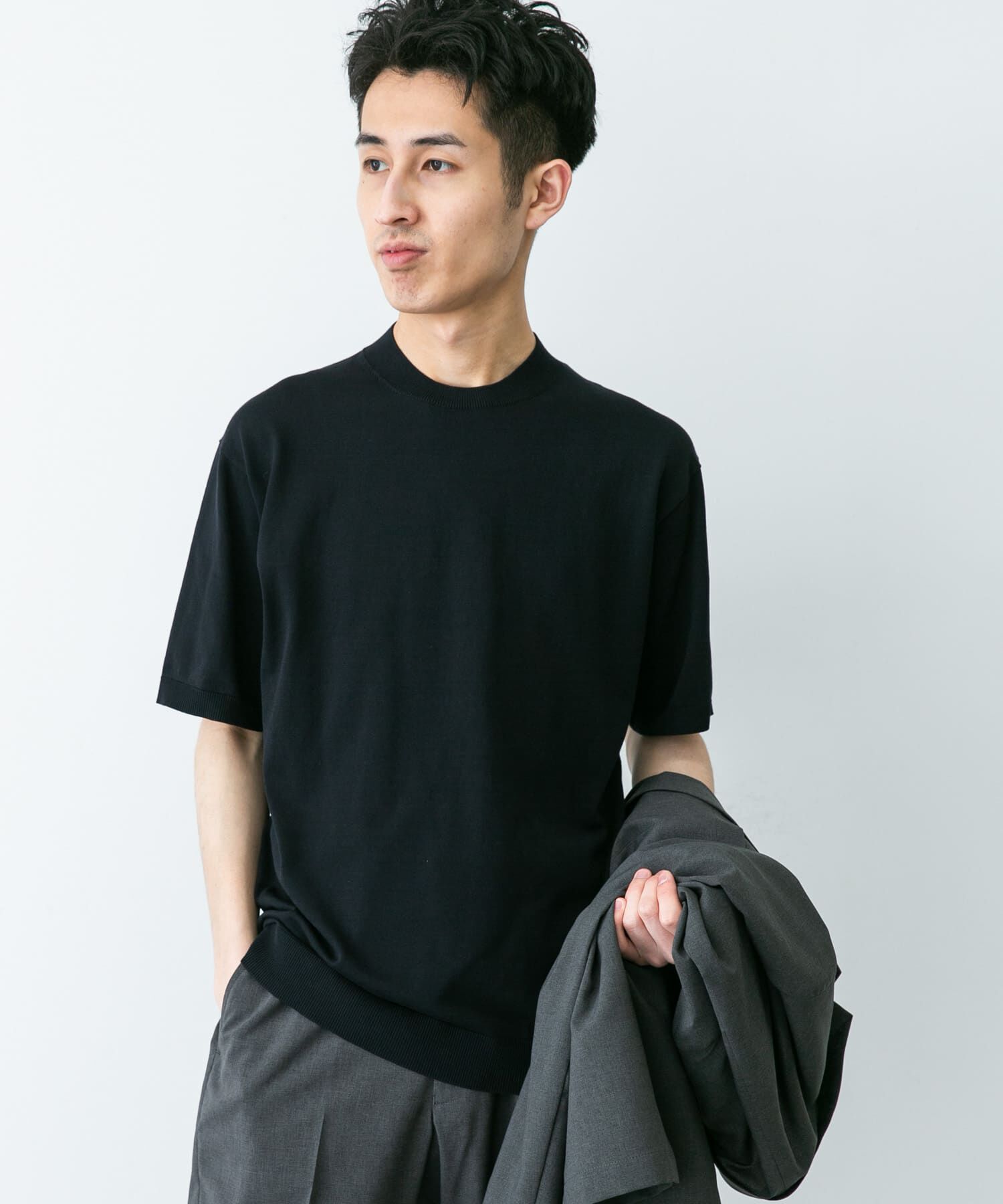 URBAN RESEARCH DOORS「LIFE STYLE TAILOR　ハイゲージクルーネック半袖ニット」|シャツ・ブラウス|