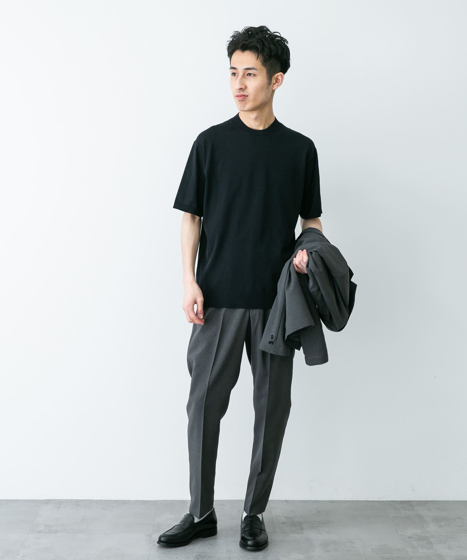 URBAN RESEARCH DOORS「LIFE STYLE TAILOR　ハイゲージクルーネック半袖ニット」|シャツ・ブラウス|