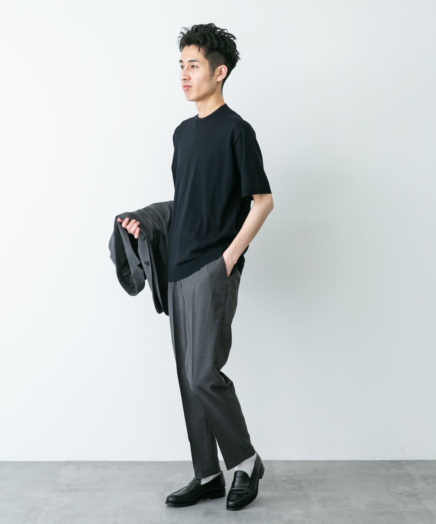 URBAN RESEARCH DOORS「LIFE STYLE TAILOR　ハイゲージクルーネック半袖ニット」|シャツ・ブラウス|